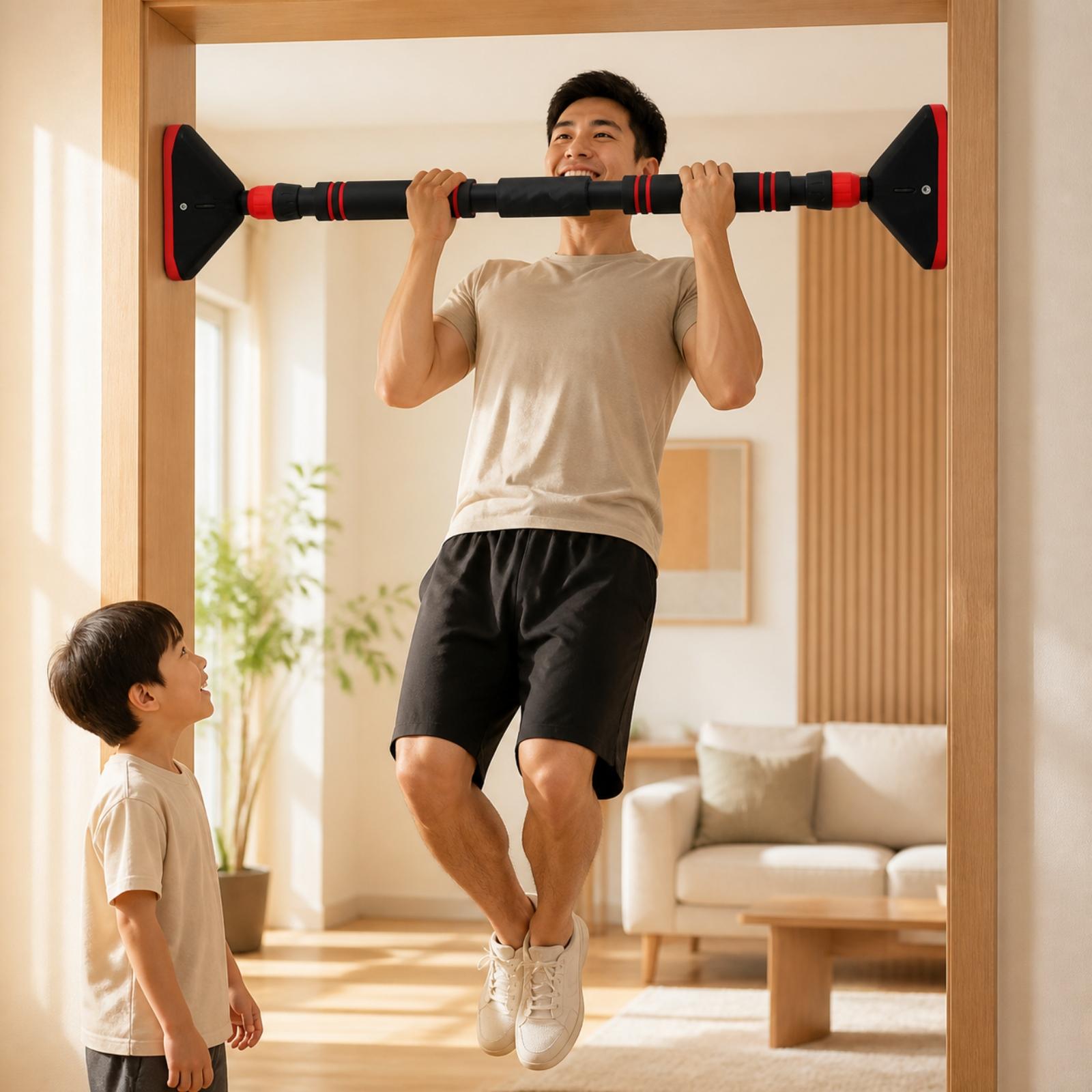 Door Pull Up Bar No Screw - Palang Tarik untuk Bingkai Pintu, Cocok