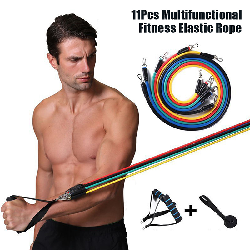 Resistance Bands Set With Handles - Set Baru 11 Buah Tali Latihan