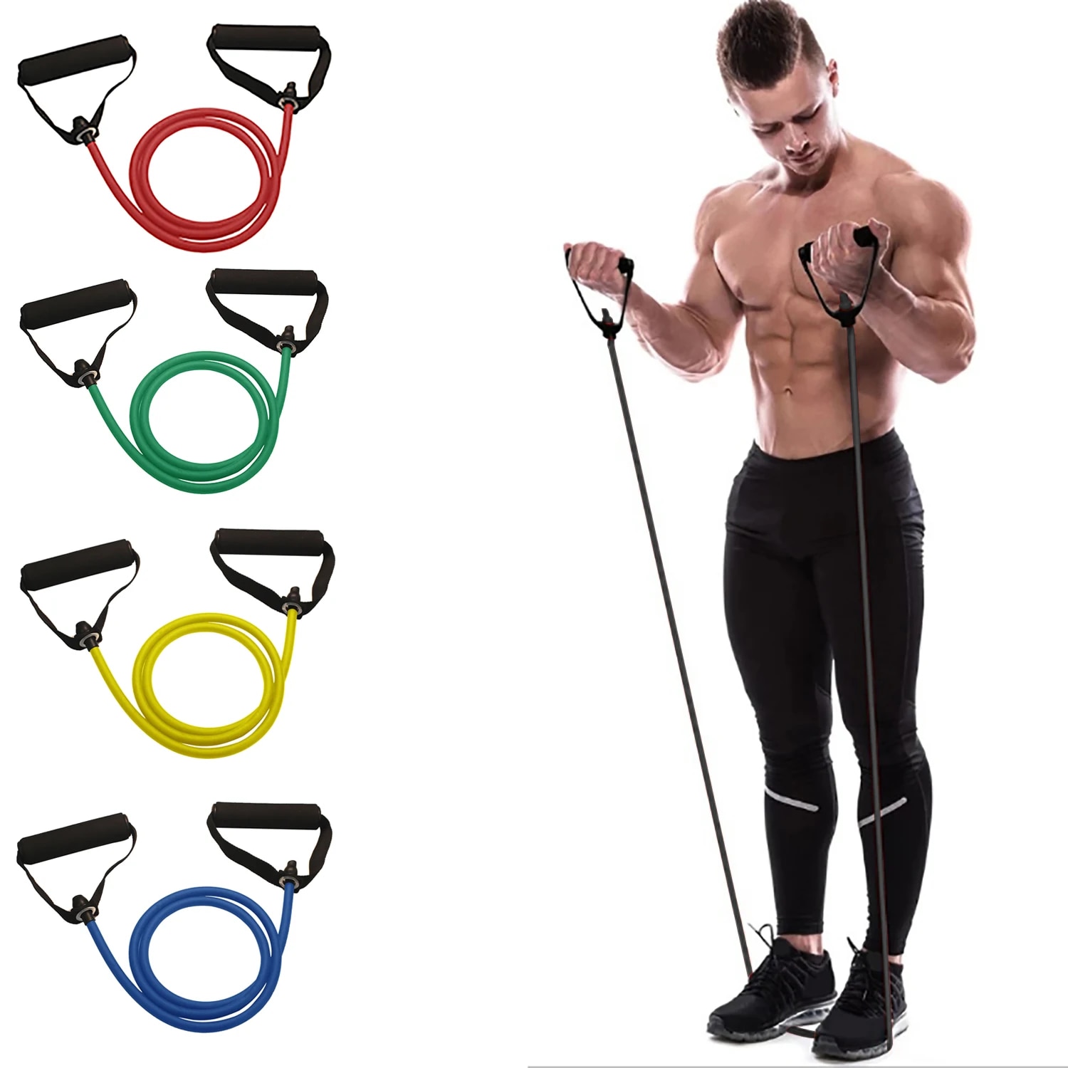 Pita Latihan Tahanan dengan Pe - Resistance Bands Set With Handles ulasan dan harga