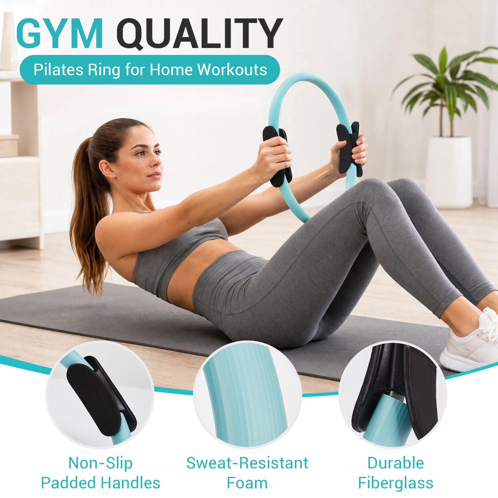 Set Latihan Pilates, Ring Pila - Pilates Bar Kit With Resistance Bands ulasan dan harga