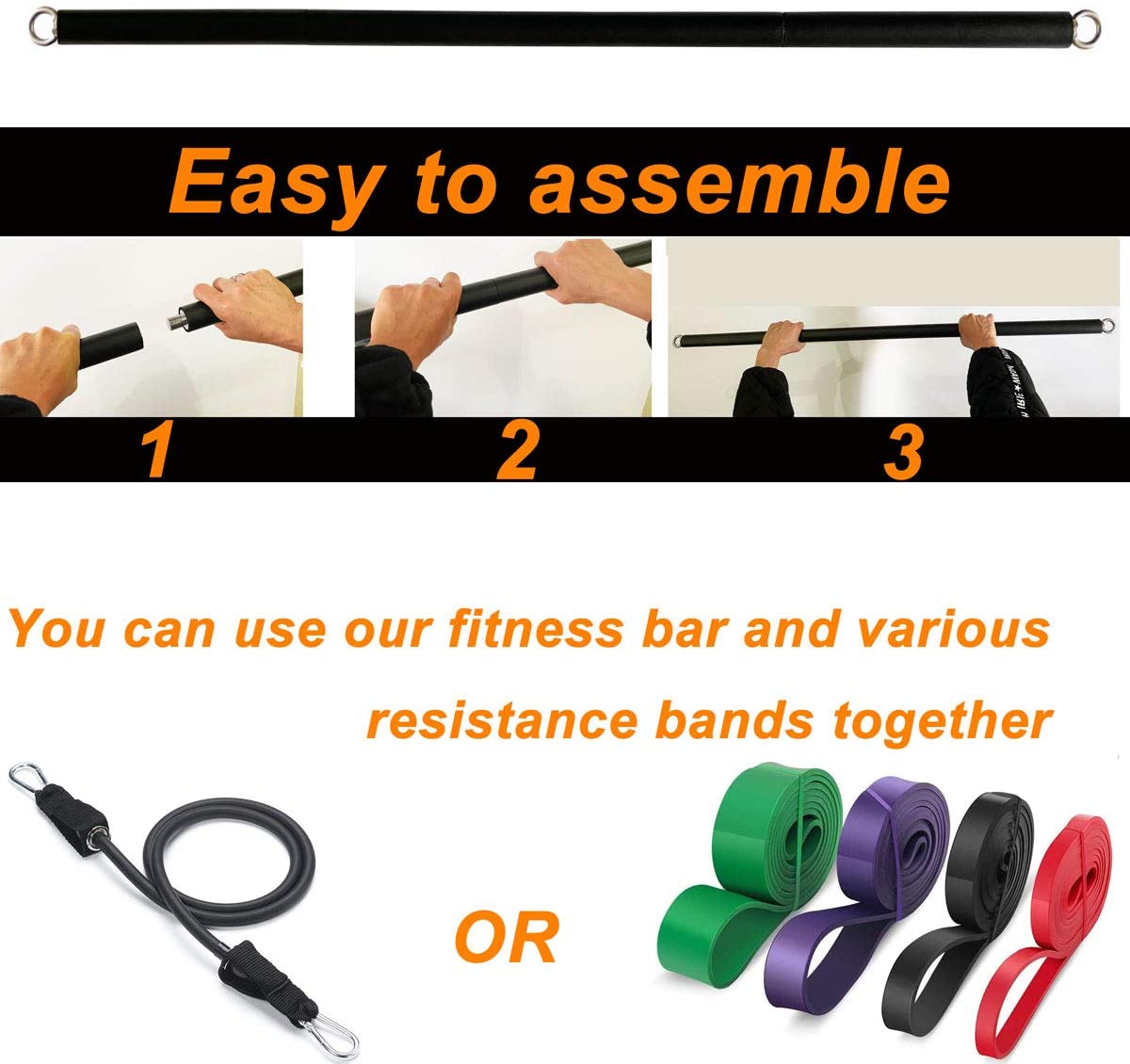150lb Gelang Elastis Tahan Ram - Pilates Bar Kit With Resistance Bands ulasan dan harga